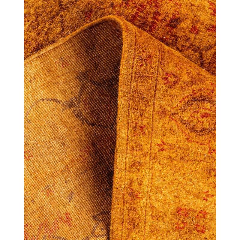 Overton Hand Knotted Wool Vintage Inspired Modern Contemporary Overdyed Gold Area Rug - 3' 3" x 4' 10"