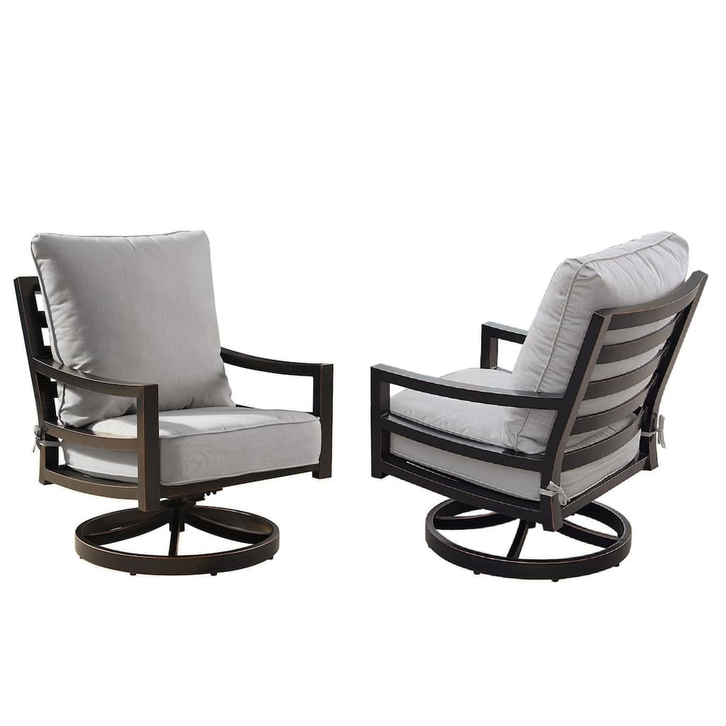 Aluminum Outdoor Deep Seating Swivel Rocking Club Chairs in Antique ...