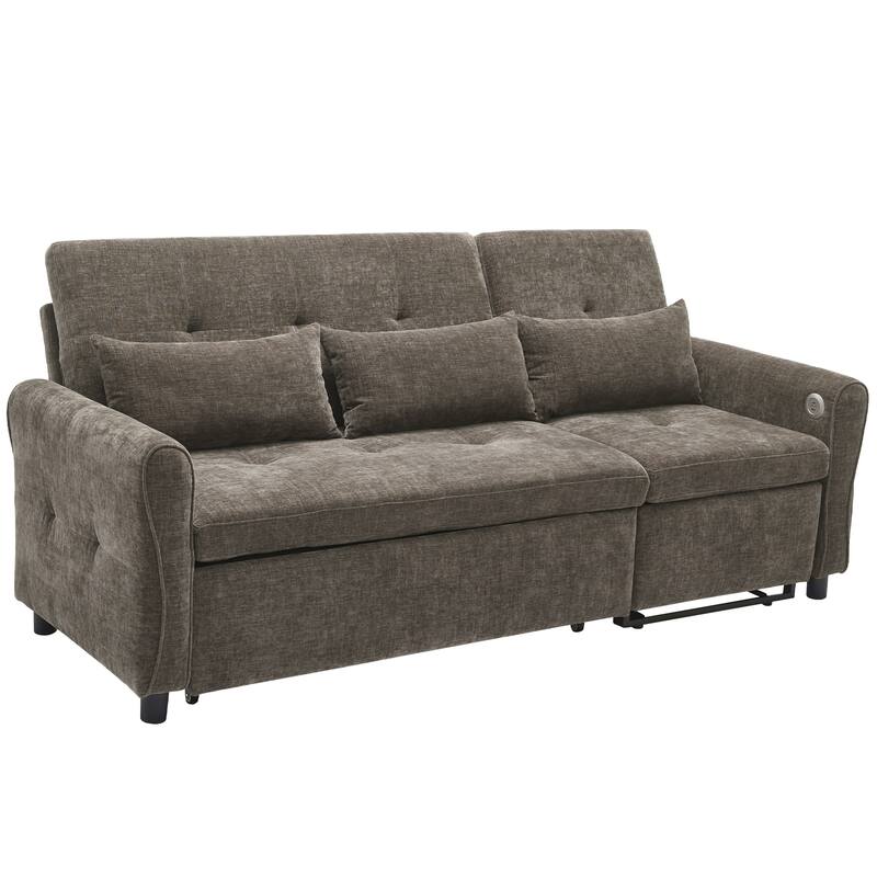 Roomfitters 2-in-1 Sofa Bed with Reversible Recliner, Three-Seater Convertible Couch for Living Room