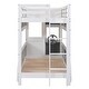preview thumbnail 15 of 17, Grey+White Twin over Twin Solid Wood Bus-Shaped Bunk Bed with Wheels