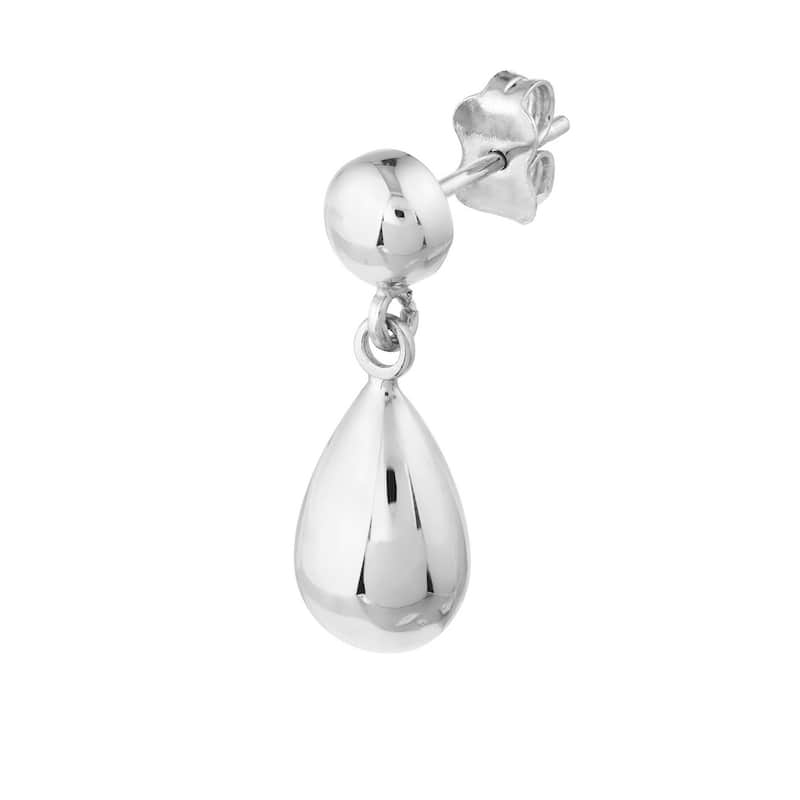 Curata 10k White Gold 20x8mm Bead Stud with Teardrop Dangle Earrings