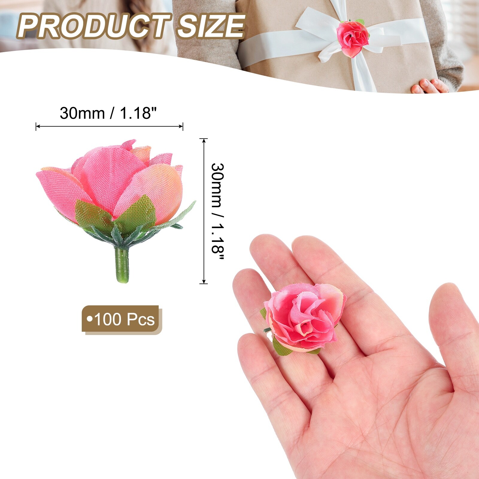 Mini Artificial Rose Flower Heads, Silk Rose Bouquet Fake Flowers for DIY Wedding Bridal Shower Birthday Home Decor Decoration
