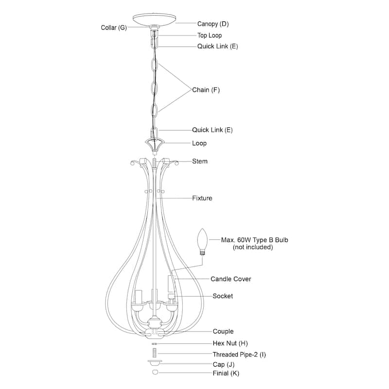 Monrovia 3 Light Teardrop Candle Pendant
