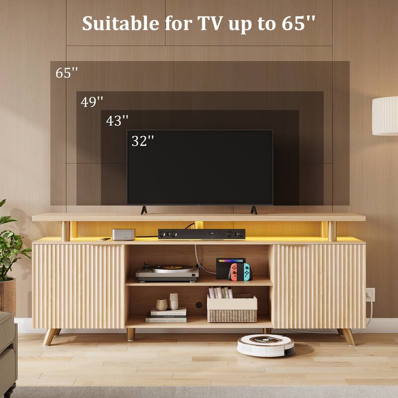 TV Stand for TVs up to 65" with LED Lights & Power Outlets