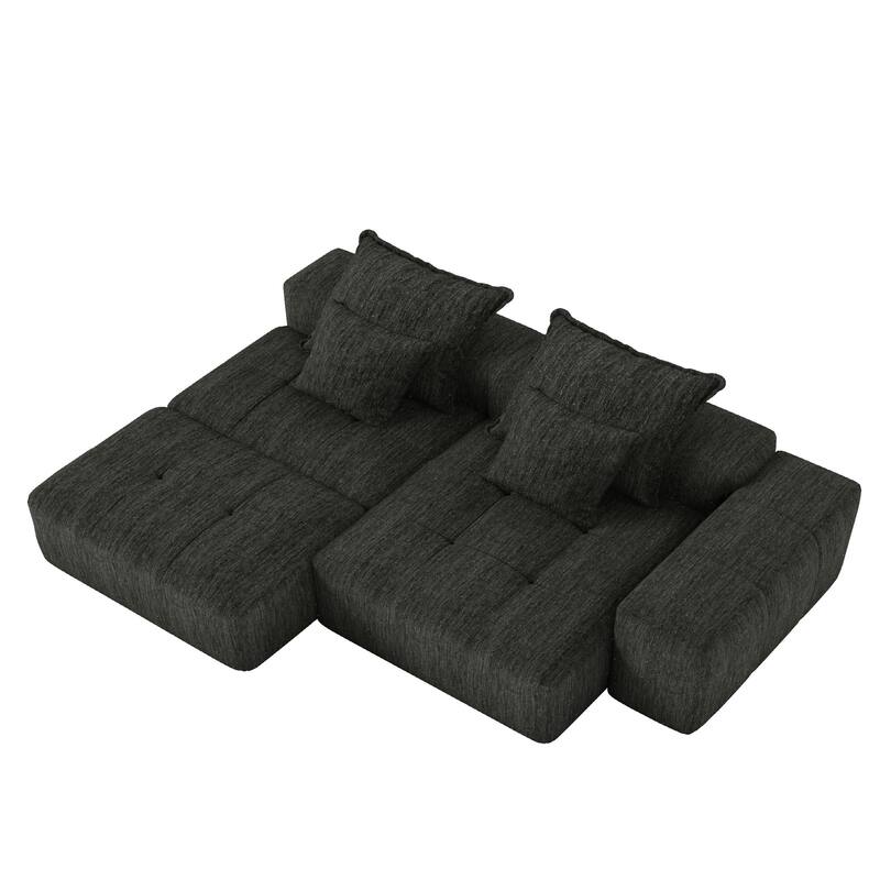 Modern Oversized Modular Sectional Sofa in Black, Foam+Spring, No Assembly