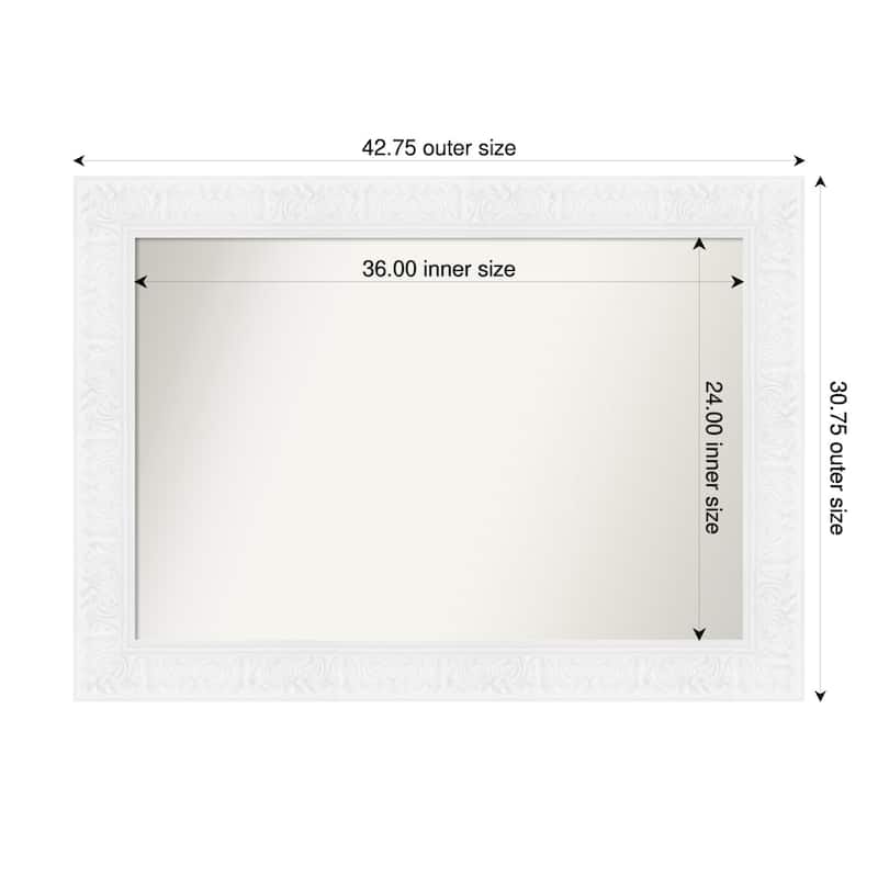 Luxe Non-Beveled Framed Bathroom Vanity Wall Mirror - 43 x 31 in - Luxe White