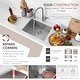 preview thumbnail 3 of 12, STYLISH 25 inch Stainless Steel 16G Undermount Kitchen Sink - 25" x 18" x 10"