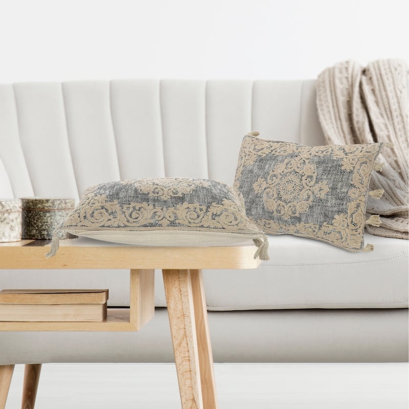 Sevita Embroidered Elegance Medallion Throw Pillow