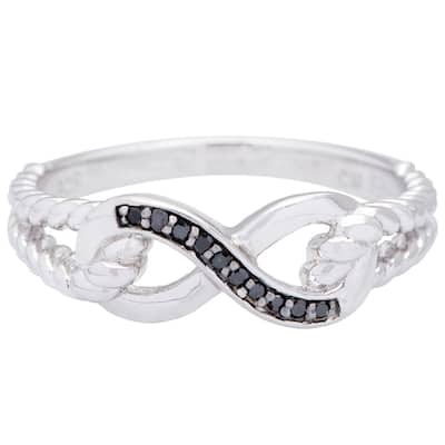 Miadora Sterling Silver Black Diamond Infinity Ring