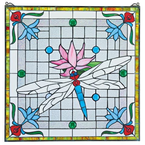 Design Toscano Dragonfly Pond Stained Glass Window