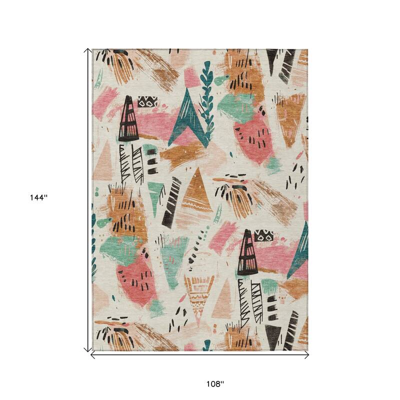 HomeRoots Abstract Transitional Rectangle Outdoor Rug