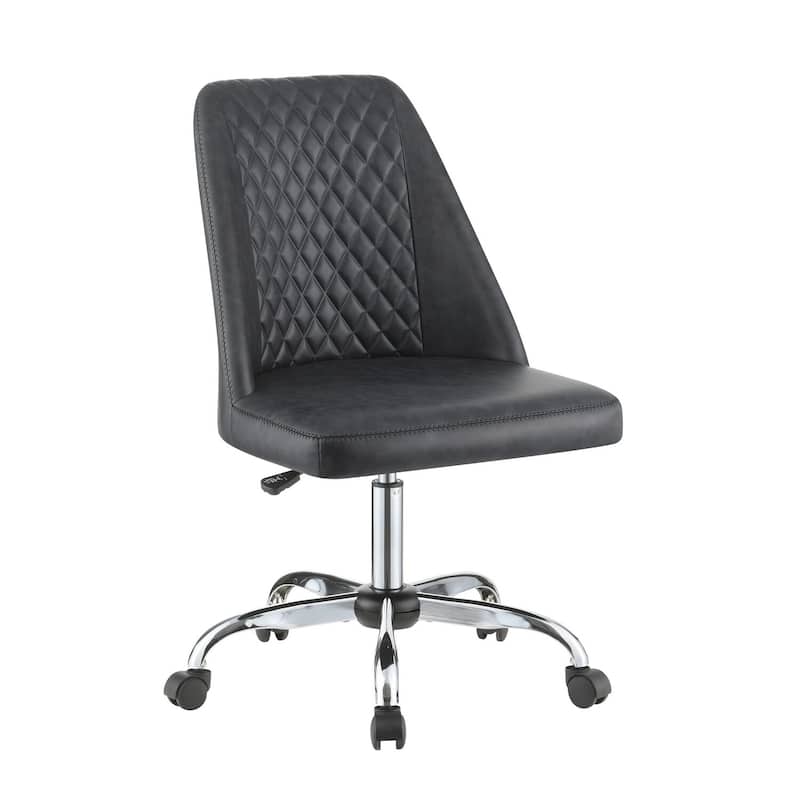 Grey Leatherette Office Chair with Diamond Stitched Back, Adjustable Seat Height and Rolling Casters
