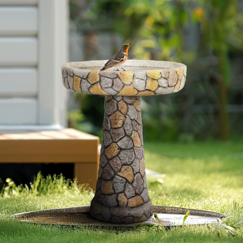 24" H Outdoor Concrete Bird Bath - Perfect for Adding Interest to Garden, Patio, Backyard, Porch and Deck