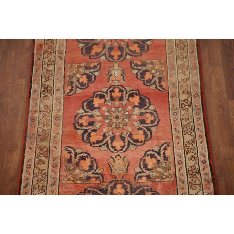 Tabriz Persian Vintage Runner Rug Handmade Wool Carpet - 3'8"x 11'4"