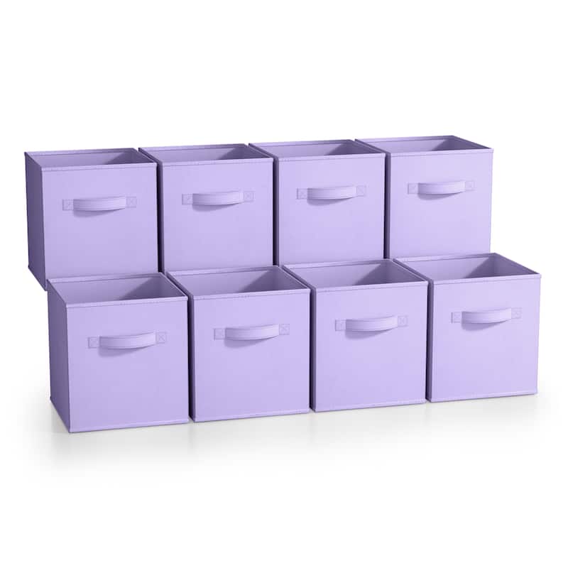Sorbus Fabric Storage Bins 11" Foldable Cubes With Handles For Pantry, Cubbies, Toy And Closet Shelf Organization- 8Pk - Pastel Purple