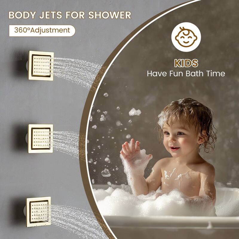 3-Spray 32 in. x 16 in. Ceiling Mount Fixed and Handheld Dual Shower Head 2.5 GPM with Adjustable Slide Bar and 3-Body Jets