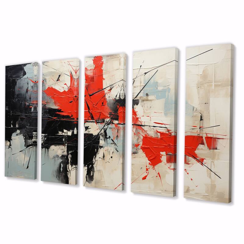 Designart "Abstract Duality II" Abstract Collages Multipanel Wall Art Living Room set