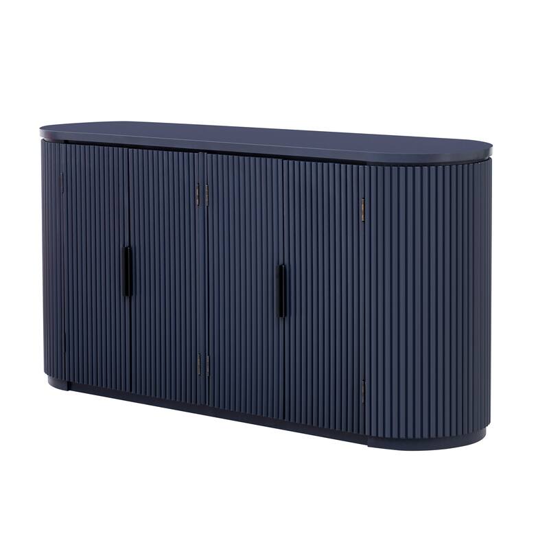 Vertical Striped Door Storage Cabinet with Metal Handles Adjustable,for Living Room