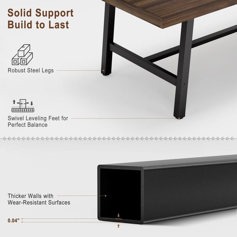71 Inch Rectangular Dining Table, with Adjustable Feet