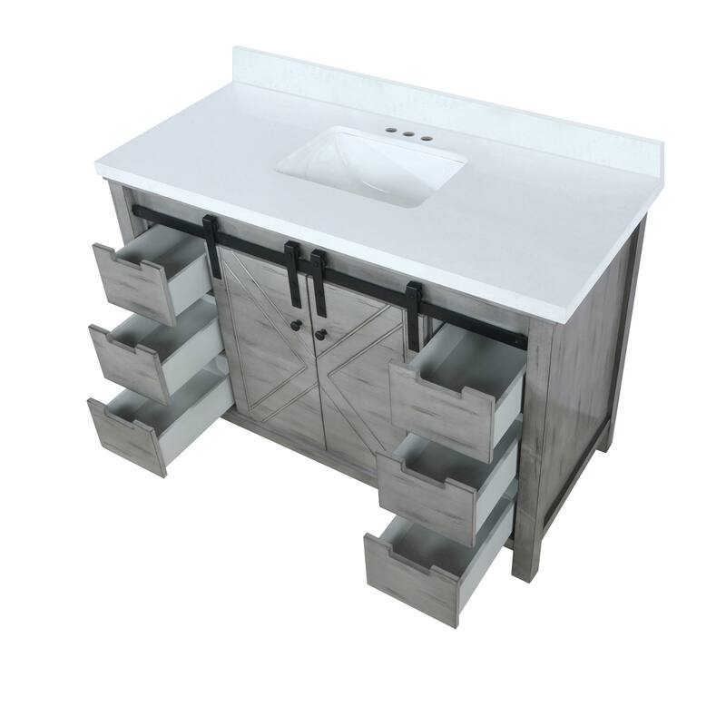 Marsyas 48 in W x 22 in D Dark Grey Bath Vanity and Carrara Marble Countertop