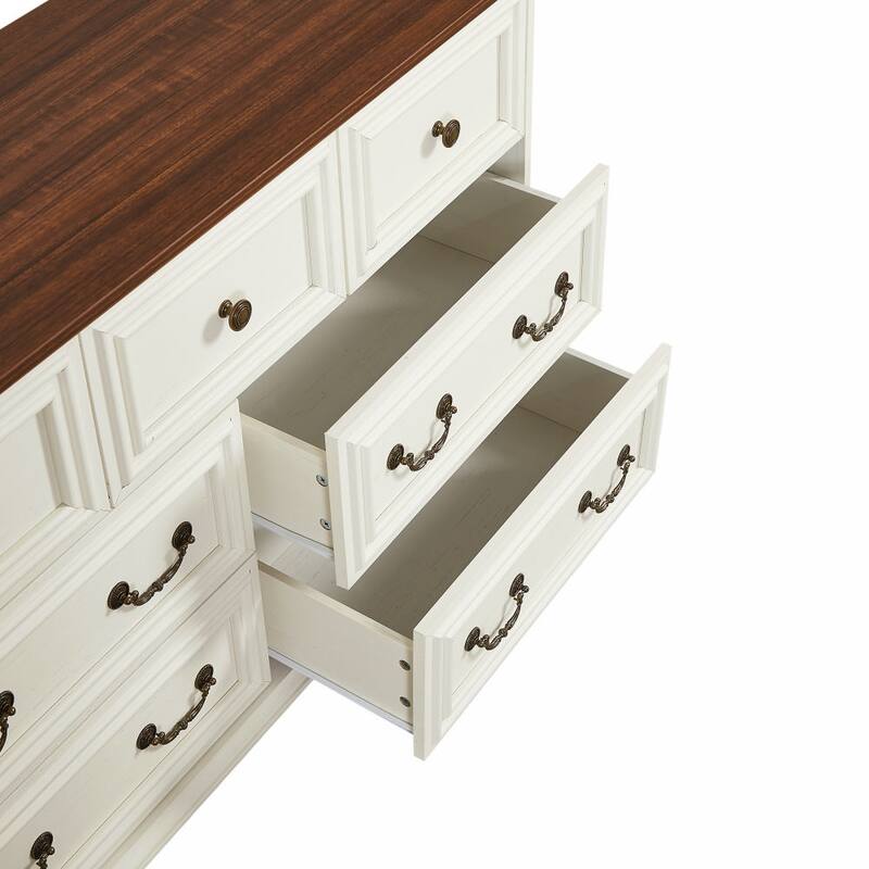 Farmhouse 7 Drawers Dresser, Chest of Drawers Storage Organizer for Bedroom Living Room Hallway