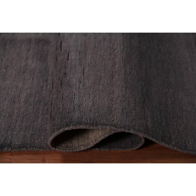 Gray Gabbeh Oriental Area Rug Hand-Knotted Wool Carpet - 6'11" x 9'5"
