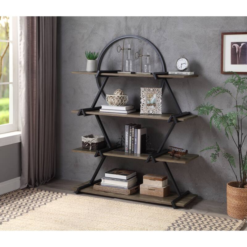 Dillon Industrial 4-Shelf Vertical Open Back Bookcase by Furniture of America