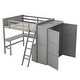 preview thumbnail 5 of 22, Solid Pine Loft Bed with Desk, Shelves, Wardrobe, and Guardrails