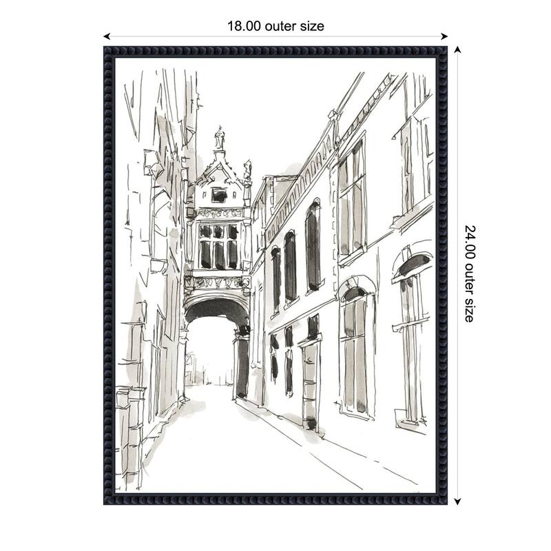 Pen and Ink Travel Studies No. 3 by Ethan Harper Framed Canvas Wall Art Print - Black - 18 x 24 in