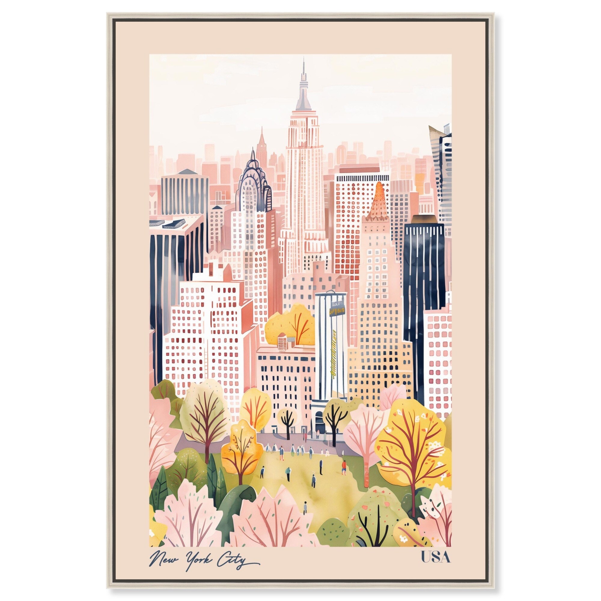 Soft Spring New York Canvas Cute Travel Art by Art Remedy