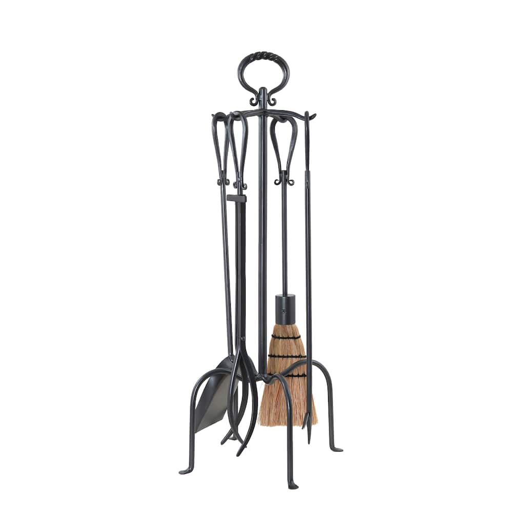 Achla Designs Loop Fireplace Set of 4 Tools, 31 Inch Tall, Graphite Finish