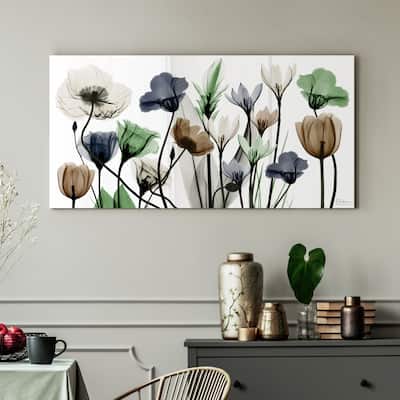 "Floral Landscape" Frameless Free Floating Tempered Glass Panel Graphic Wall Art