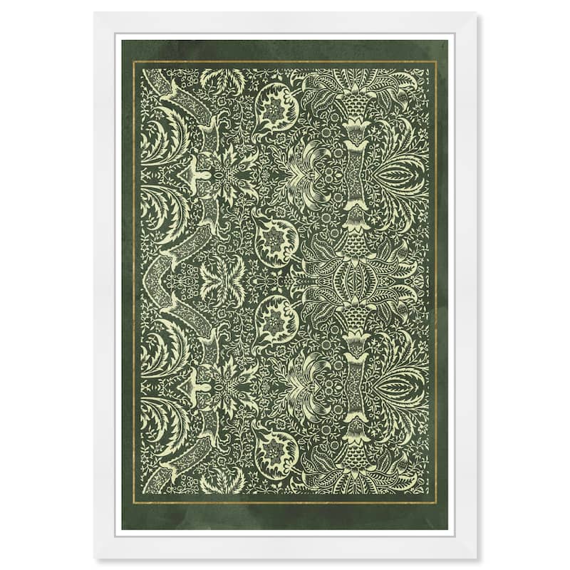 Wynwood Studio Prints Abstract Folk Poster Green and Army Green Traditional Wall Art Canvas Print