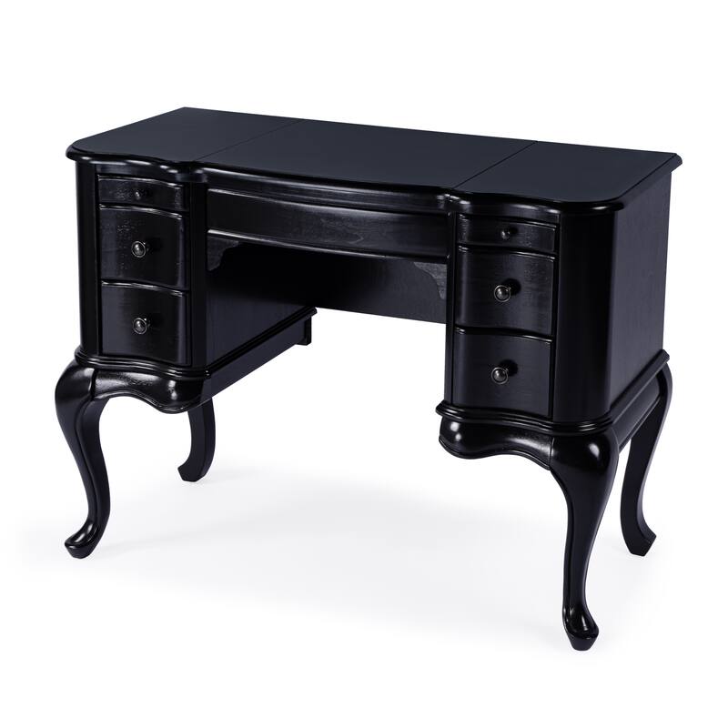 Charlotte 40 in. W Rectangular Wood Vanity/Valet Desk with Storage Drawers and Mirror
