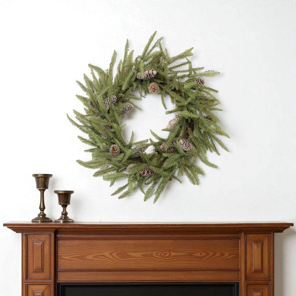 HomeRoots 24" Green And Brown Christmas Pine And Pinecone Artificial Wreath
