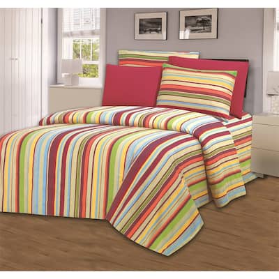 Garden City 1800 Audrey Striped Print Sheets Set with Bonus Pillowcases