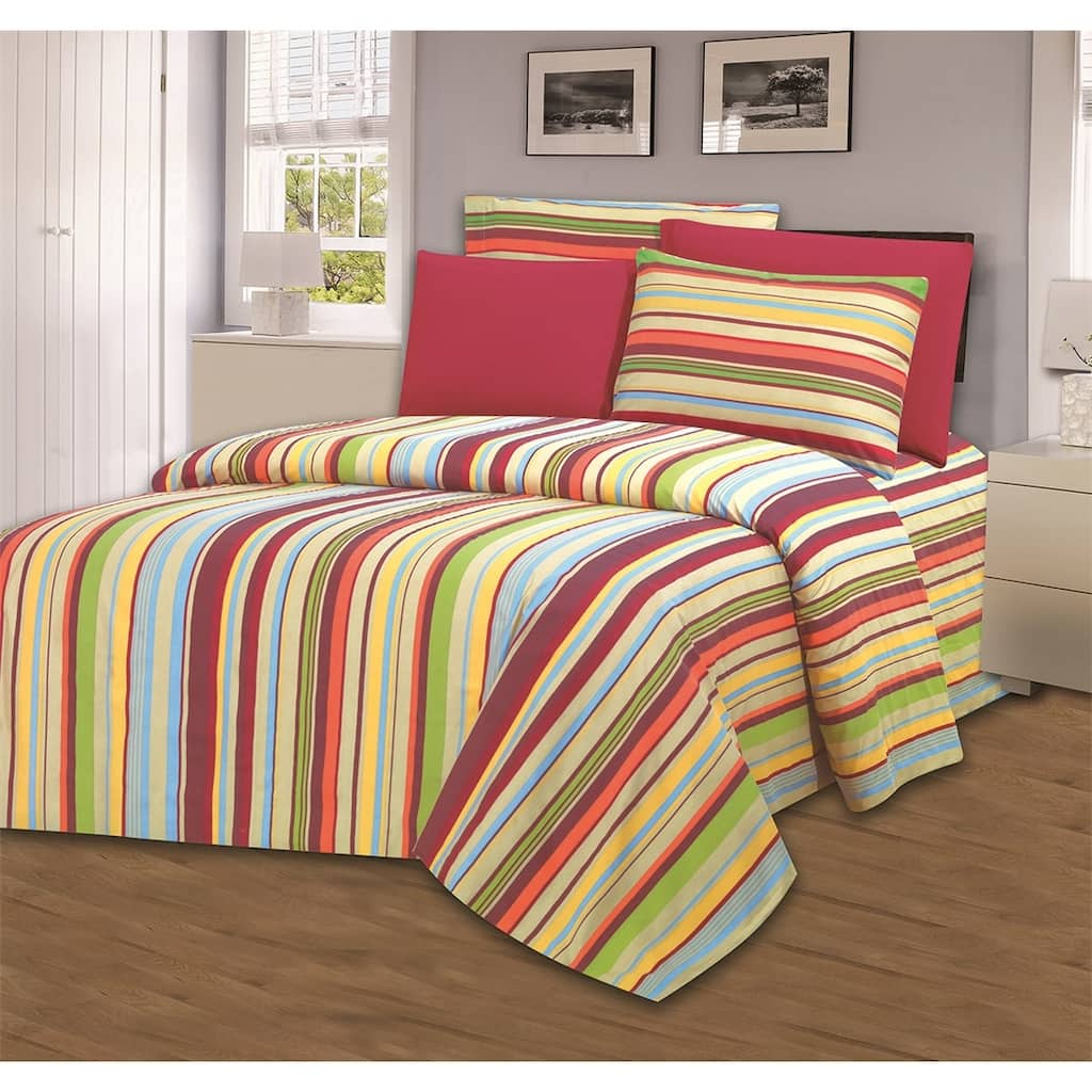 Garden City 1800 Audrey Striped Print Sheets Set with Bonus Pillowcases