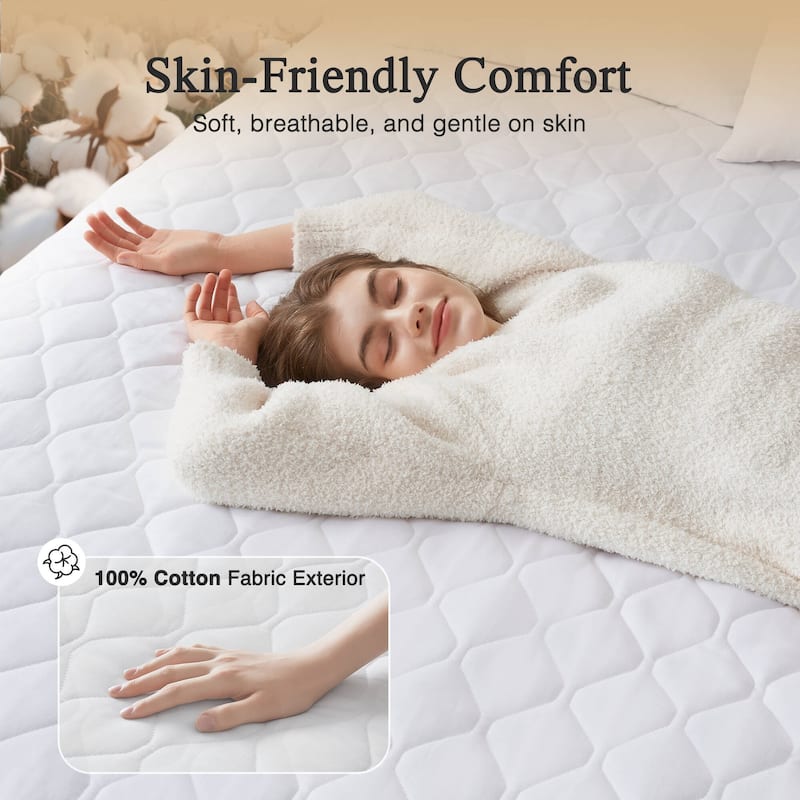 Beautyrest Cotton Deep Pocket Heated Mattress Pad-20 Heat Settings - White
