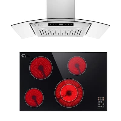 2 Piece Kitchen Appliances Packages Including 30" Radiant Electric Cooktop and 36" Island Range Hood