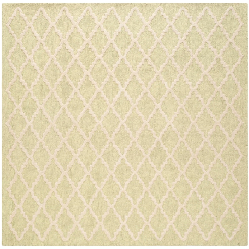 SAFAVIEH, Handmade Cambridge Reny Modern Moroccan Wool Rug - 6' Square - Light Green/Ivory