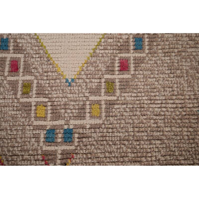 Geometric Moroccan Area Rug Hand-Knotted Oriental Wool Carpet - 5'7"x 10'0"