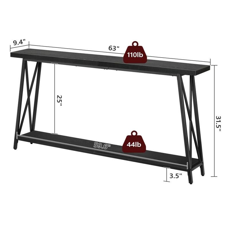 Console Table, 63" Industrial Entryway Table