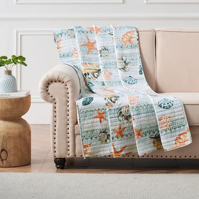 Greenland Home Kona Cotton-Rich Quilted Coastal Throw Blanket