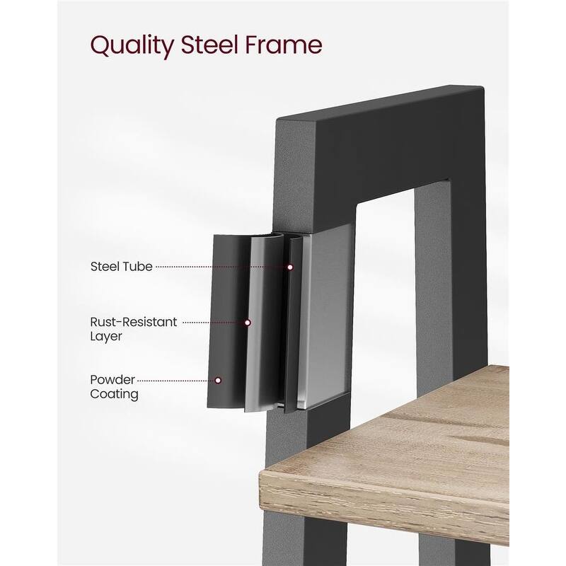 Black Metal 5-Tier Ladder Shelf with Steel Frame and Industrial Rustic Wood Shelves