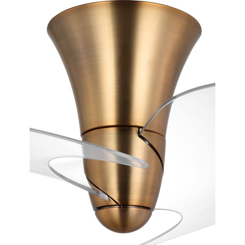 Beal Collection 33.19-in. Two-Blade Vintage Brass Modern Ceiling Fan with Clear Blades - 33.19 in x 33.19 in x 13.94 in