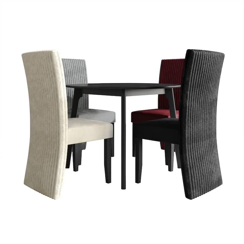 CraftPorch Corduroy Mid-Century Modern 5 Piece Dining Set - Black