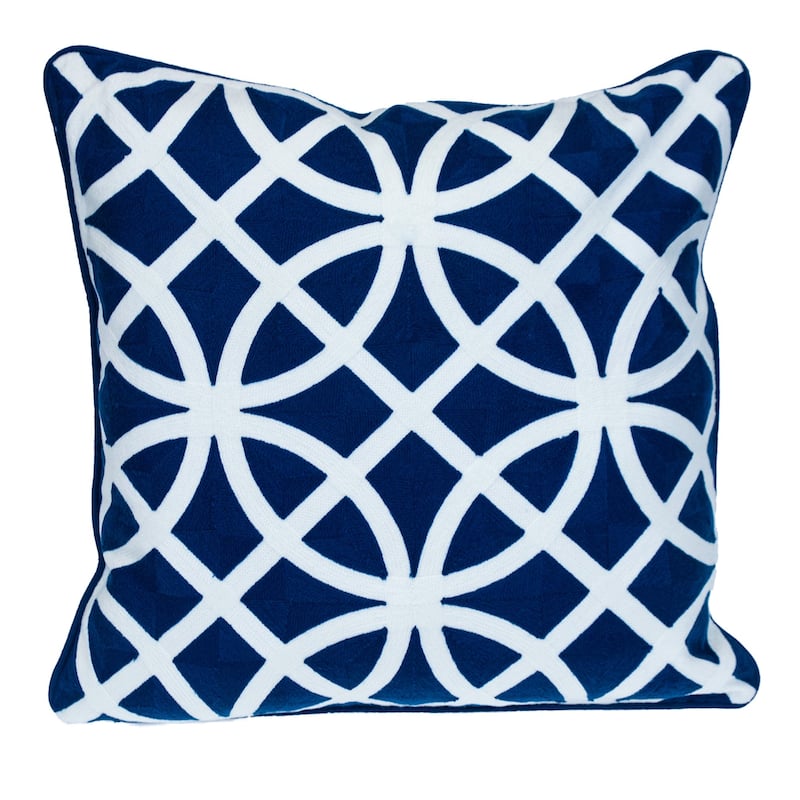 Geometric Circle Cotton Throw Pillow - 20" - Blue and White