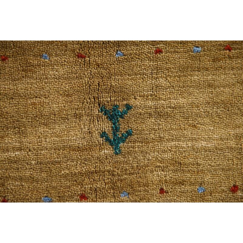 Tribal Gold Gabbeh Oriental Area Rug Handmade Wool Carpet - 5'3"x 7'8"