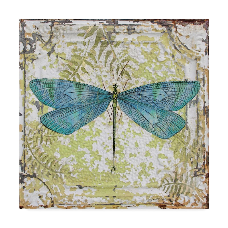 Jean Plout 'Dragonfly On Tin Tile 2' Canvas Art