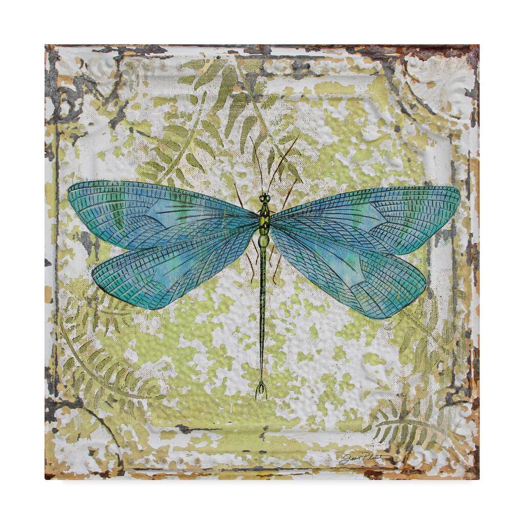 Jean Plout 'Dragonfly On Tin Tile 2' Canvas Art